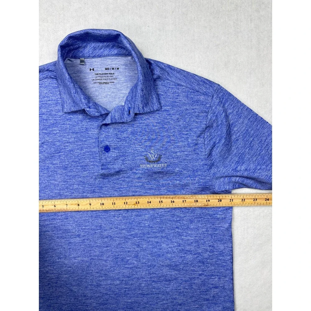 Under Armour Mens Playoff Polo Blue Heather Stonewater Golf Shirt MD‎ UM0807